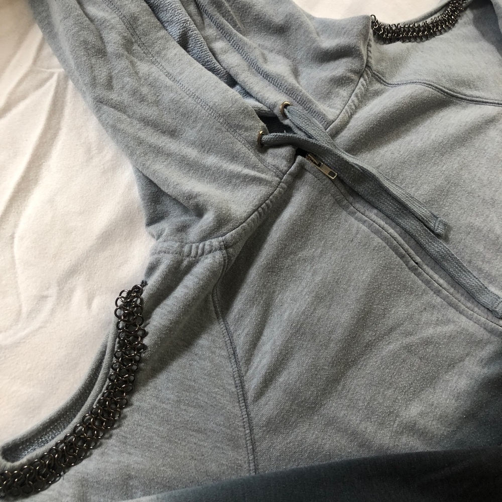 Blue Ombré Hoodie w/ Shoulder Detail - Picture 2 of 2